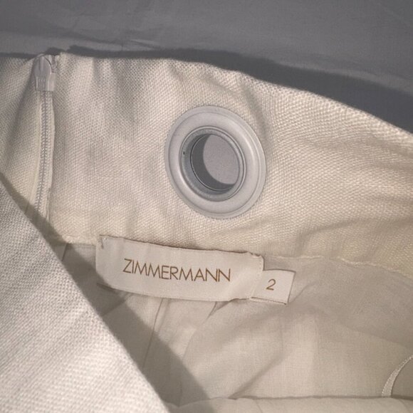 Womens Zimmermann Short Skort 100% Linen Ivory/White with Circle Button Detail 2 - Picture 4 of 12
